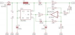 Schemat obwodu z układami XR2981 i MCP6291