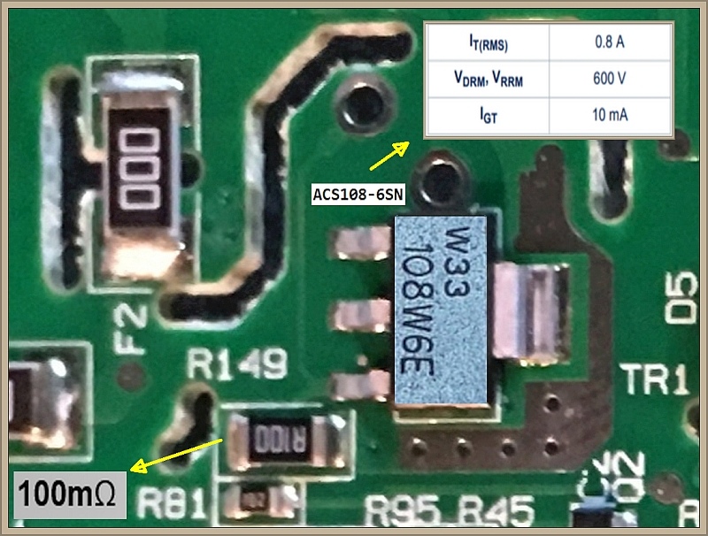 Whirpool ADP7442 - Identyfikacja TR1 i R149 na module
