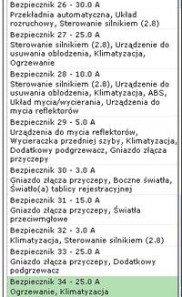 bezpieczniki 27-34 ford galaxy 2,3