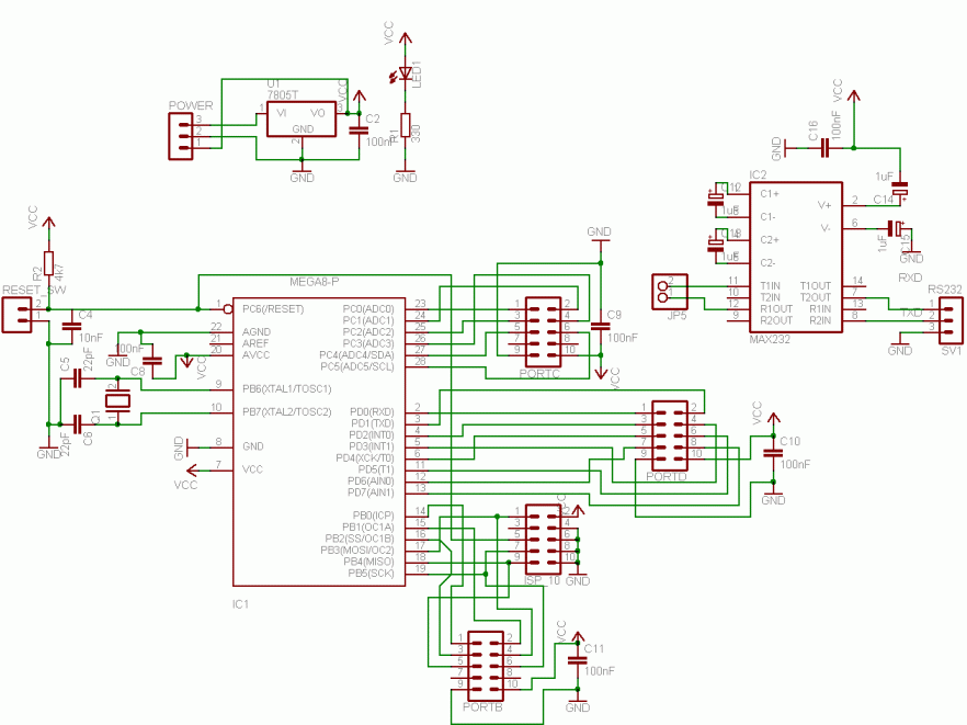 Gdzie znaleźć prosty schemat układu uruchomieniowego dla ATmega8?