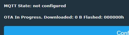Screen showing OTA status: 0 B downloaded, 0 B flashed
