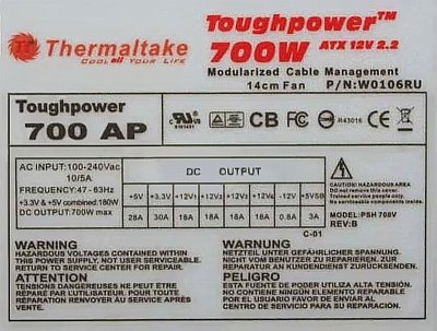 Thermaltake model: PSH 700V rev:B Toughpower 700W-naprawa Thermaltake model: PSH 700V rev:B Toughpower 700W-naprawa