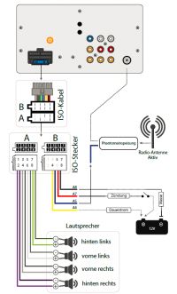 I am looking for a detailed connection of the iso cable to the XOMAX XM-2DTSBN62