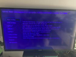 Menu serwisowe Telefunken D43F287M4CW pokazane na ekranie telewizora.