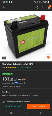 Akumulator do traktorka kosiarki Uruchom 12V 24Ah