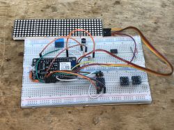 DIY Prototype with WB2S Module and LED Display DIY prototype with WB2S module, LED display, and other components on a breadboard