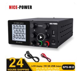 Laboratoryjny zasilacz DC NICE-POWER z wyświetlaczem LCD, 30V 10A, regulowane napięcie.