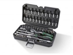 Zestaw kluczy nasadowych Parkside w walizce, 46 elementów.
