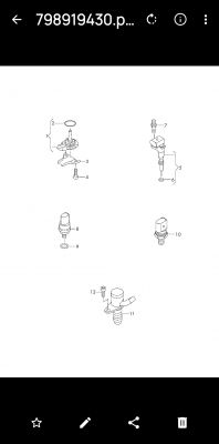 Schemat części samochodowych z numeracją.