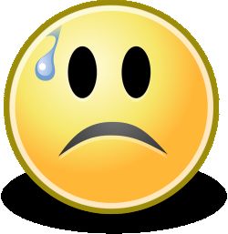 Yellow sad emoji with sweat drop on the left side of the forehead