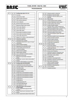 Strona z instrukcją obsługi panelu Urmet BASIC z parametrami konfiguracyjnymi.