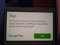 Nie mogę dokonać zakupu ze sklepu google play na Huawei P8-smsem