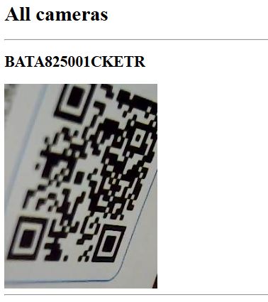 Close-up of QR code on a label Close-up of a QR code on a white label with a partially visible border.