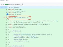Screenshot of code in an editor, showing the definition of the I2C address for AHT2X.