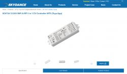 Shown is a wireless LED controller Skydance 5CH*3A 12-24V Wi-Fi and RF 5 in 1 CV WT5.