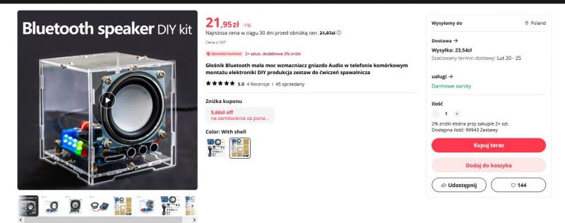 Mała kolumna DIY z Bluetooth. Recenzja zestawu do samodzielnego montażu.