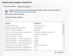 Zrzut ekranu z panelu ustawień NVIDIA pokazujący wybrane ustawienia dla zintegrowanej karty graficznej.