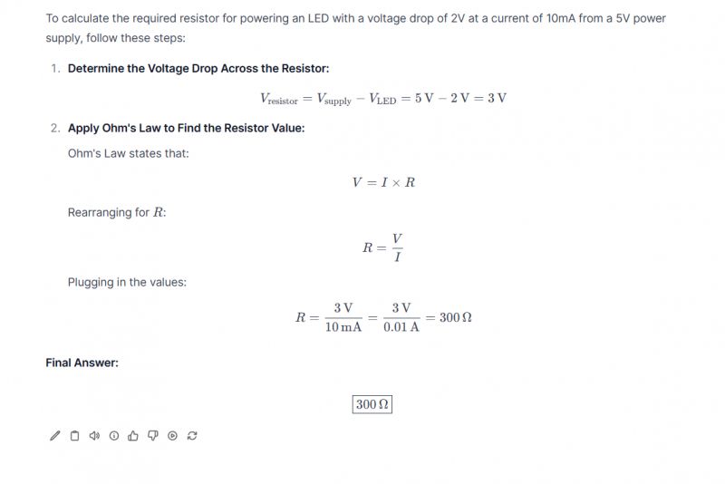 Calculating Resistor for LED Calculations of required resistor for powering an LED using Ohm's Law.