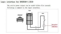 Schemat logicznego interfejsu dla EN50549-1:2019 z rezystorem 20kOhm.