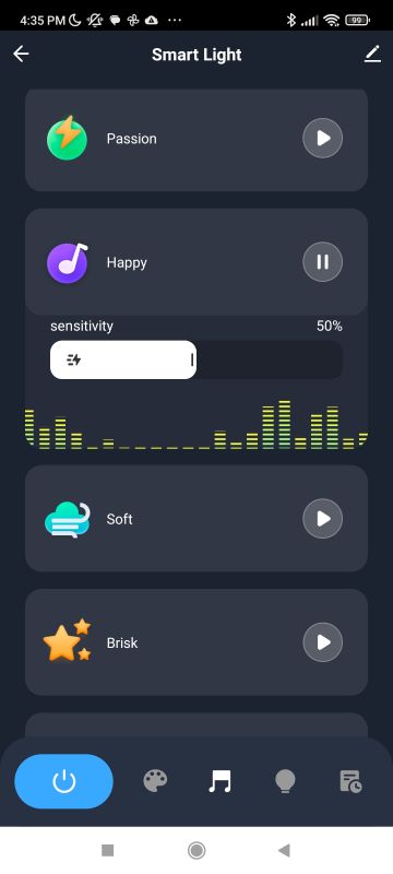 WS2812 LED Light App Panel Control panel of the app for smart LED lights