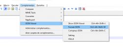Screenshot showing a context menu in Notepad++ with the JSON Viewer extension selected.