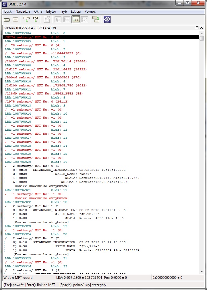 Correcting errors in the master file table mft mirror что это