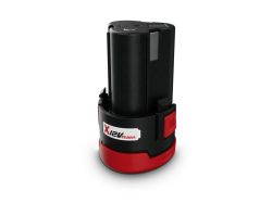Czarna bateria z czerwonym spodem oznaczona jako X12V TEAM, przeznaczona do elektronarzędzi.