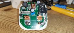 PCB WE-08(10)V1.1 with Electronic Components Close-up of a PCB marked WE-08(10)V1.1 dated 2020.4.13, with electronic components.