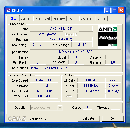 Podkęranie procesora AMD ATHLON 1,54ghz