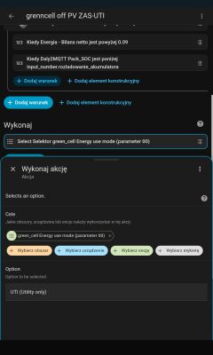 Ustawienie trybu UTI w interfejsie automatyzacji systemu Green Cell
