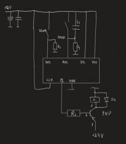 Schemat układu elektronicznego z tranzystorem PNP do sterowania napięciem +24 V.