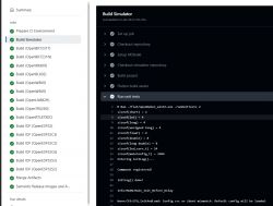 Screenshot showing results of a software build simulation.