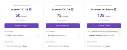 Oferty internetu mobilnego PLAY 5G z różnymi limitami danych.