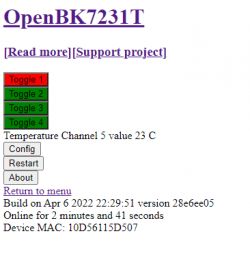 [BK7231T] My HTTP server, configurator, MQTT support from Home Assistant