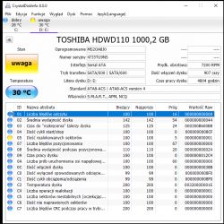 Uwaga w CrystalDiskInfo dla Toshiba P300 1TB - czy oddać na gwarancję?