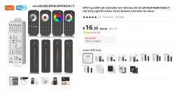 Image of the WT5 LED controller with RF remotes and other accessories, displayed on an online store page.