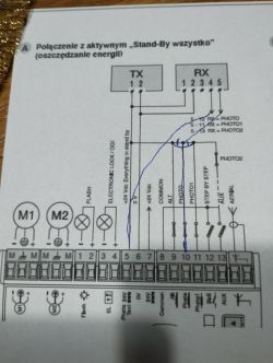 Schemat połączeń elektrycznych centrali MC424L w trybie Stand-By.