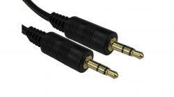 Dwa wtyki kabla audio typu jack 3,5 mm na białym tle.