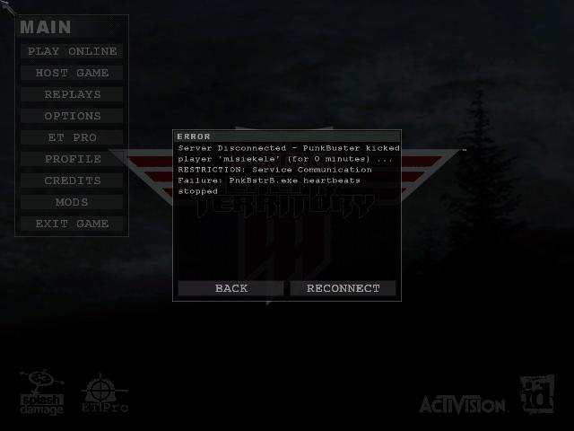 wolfenstein enemy territory pure server check fail