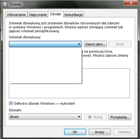 Windows 7 - zniknęły schematy dźwięków Windows 7 - zniknęły schematy dźwięków