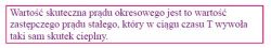 Definicja wartości skutecznej prądu okresowego w ramce z fioletową obwódką