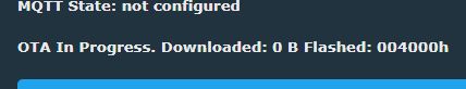 OTA interface with message: Downloaded: 0 B Flashed: 004000h