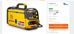 Yellow Majster Polska MP-0122 250A inverter welder with control panel and connected cable.