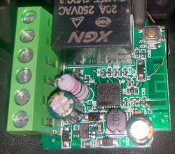 Close-up view of a circuit board with pin labels.
