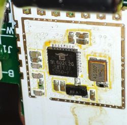 BL602L20 Module on a Circuit Board Close-up of a BL602L20 module on a printed circuit board.