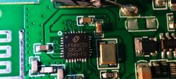 Close-up of a circuit board with an LF686C20 chip.
