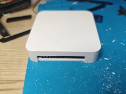 White plastic DIY project case with visible cutouts for ports and connectors.