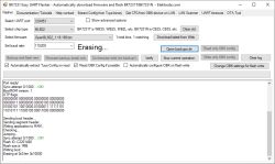 BK7231 Easy UART Flasher interface with memory erasing in progress.