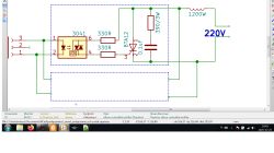 Schemat elektryczny z optotriakiem MOC3041 i triakiem BTA12 sterujący obciążeniem 1200W