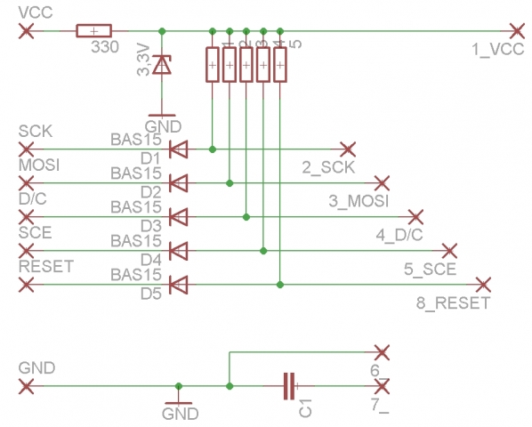 Schemat połączenia Atmega32 Nokia LCD 3310